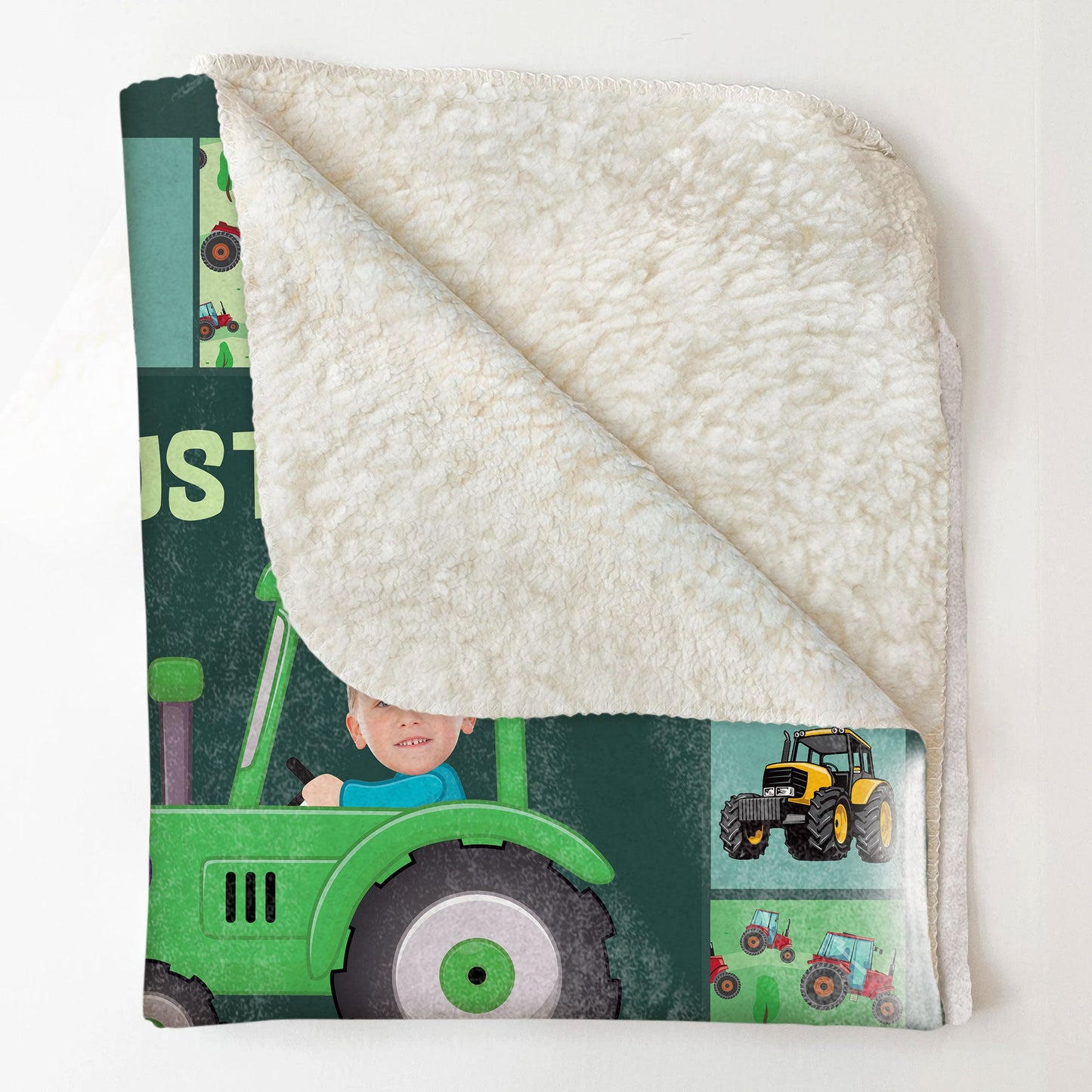 Just A kid Who Loves Tractors - Personalized Photo Blanket