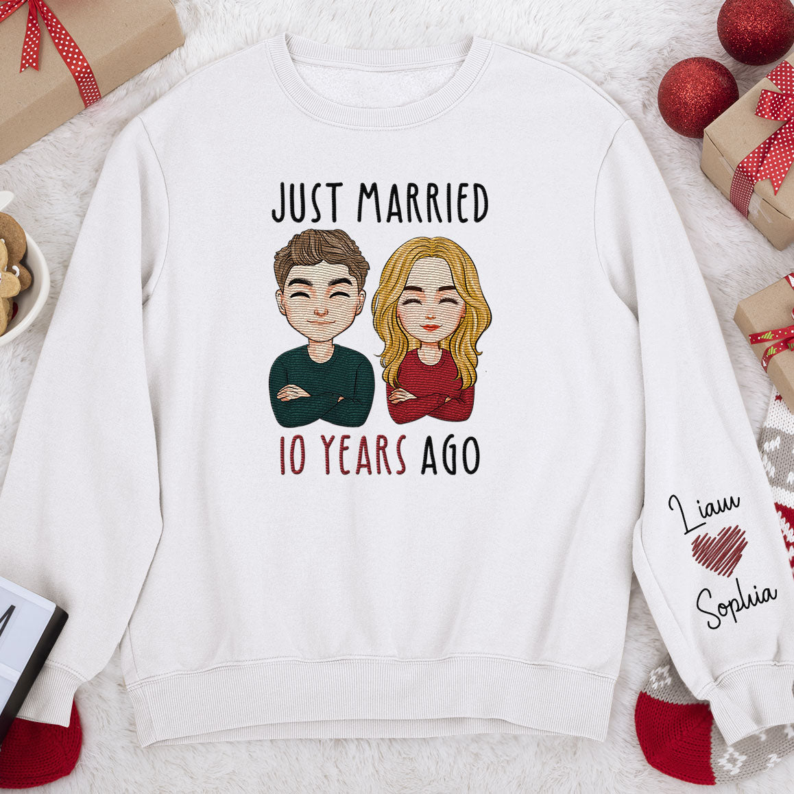 Just Married 10 Years Ago - Personalized Embroidered Shirt