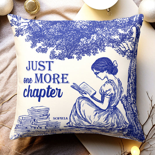 Just One More Chapter Toile De Jouy Style- Personalized Pillow (Insert Included)