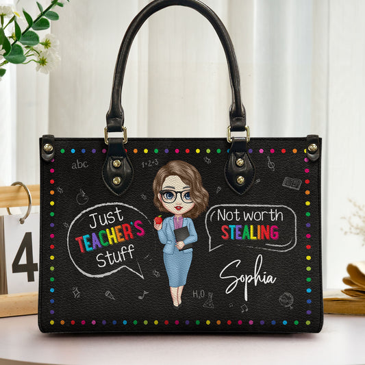 Just Teacher's Stuff - Personalized Leather Bag