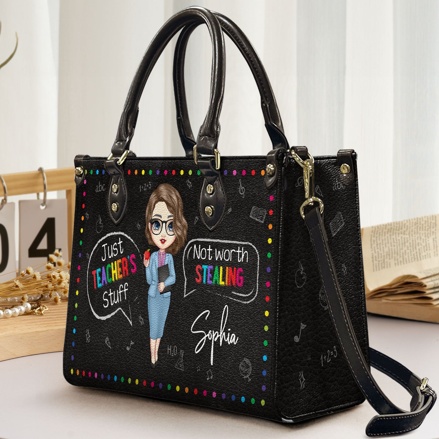 Just Teacher's Stuff - Personalized Leather Bag