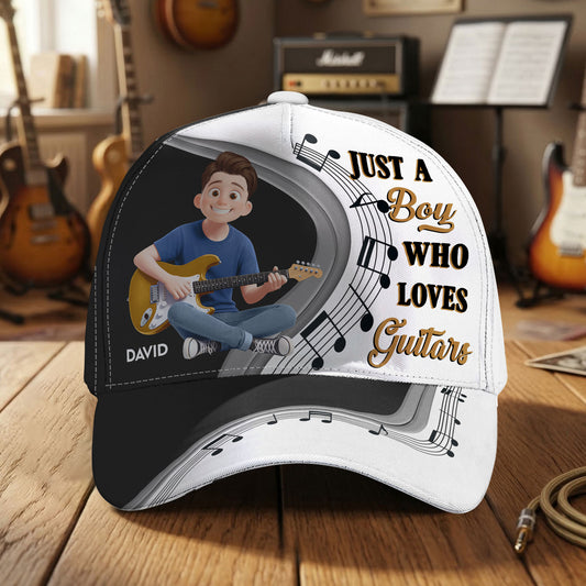 Just-A-Boy-Girl-Who-Loves-Guitars-Personalized-Cap-1