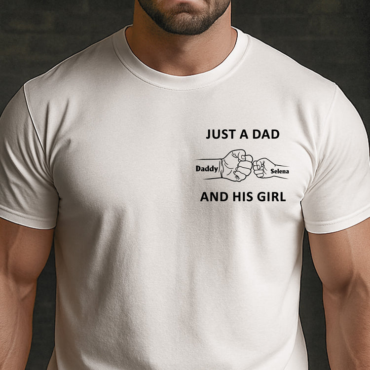 Just-A-Dad-And-His-Girl-Sketch-Line-Art-Fathers-Day-Gift-For-Dad-New-Dad-Husband-Personalized-Shirt-3