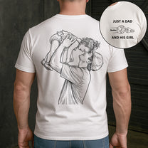 Just-A-Dad-And-His-Girl-Sketch-Line-Art-Fathers-Day-Gift-For-Dad-New-Dad-Husband-Personalized-Shirt-4