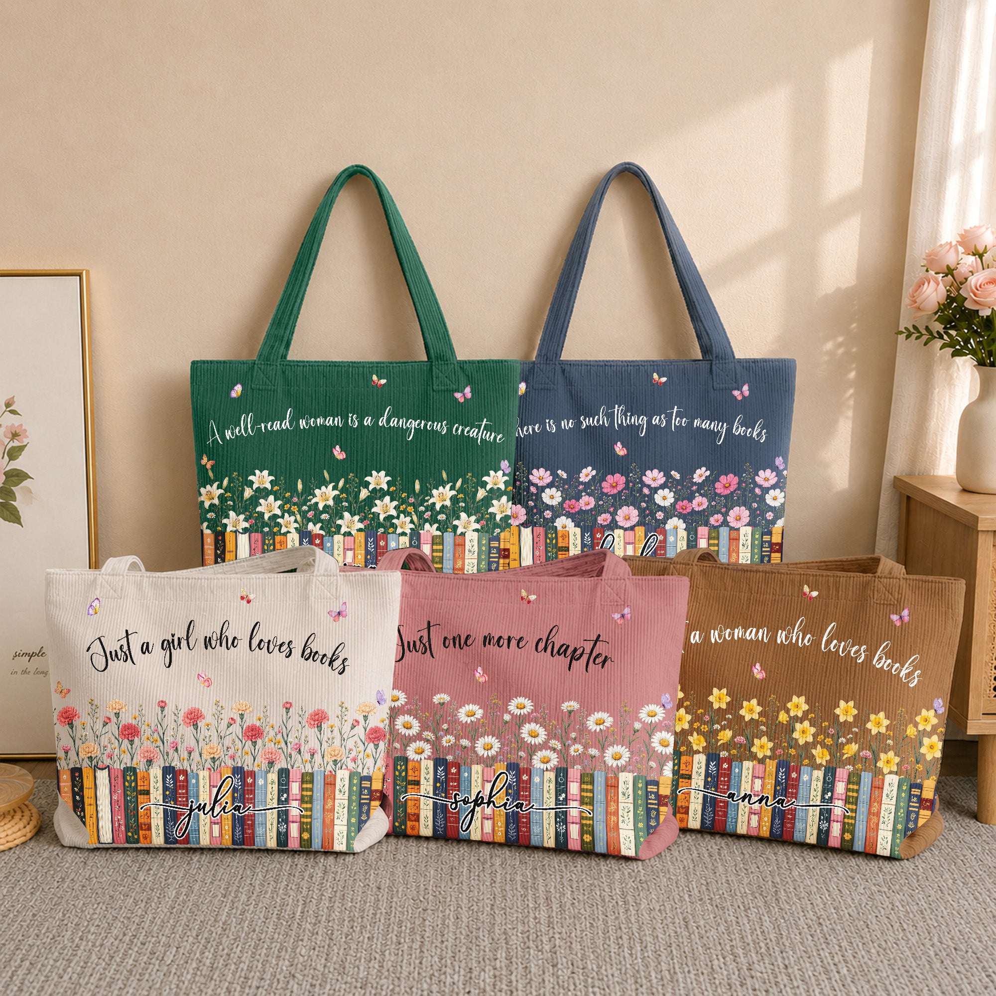 Just-A-Girl-Who-Loves-Books-Custom-Name,-Quote-&-Birth-Flower-Personalized-Tote-Bag-2