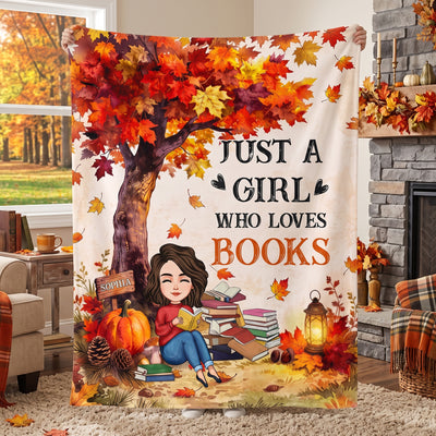 Just A Girl Who Loves Books Fall Gift For Daughter Gift For Her - Personalized Blanket