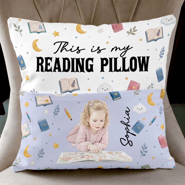 Just-A-Girl-Who-Loves-Books,-Portrait-Photo,-Watercolor-Style-Personalized-Pillow1