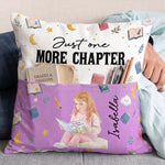 Just-A-Girl-Who-Loves-Books,-Portrait-Photo,-Watercolor-Style-Personalized-Pillow2