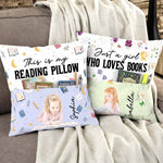Just-A-Girl-Who-Loves-Books,-Portrait-Photo,-Watercolor-Style-Personalized-Pillow4
