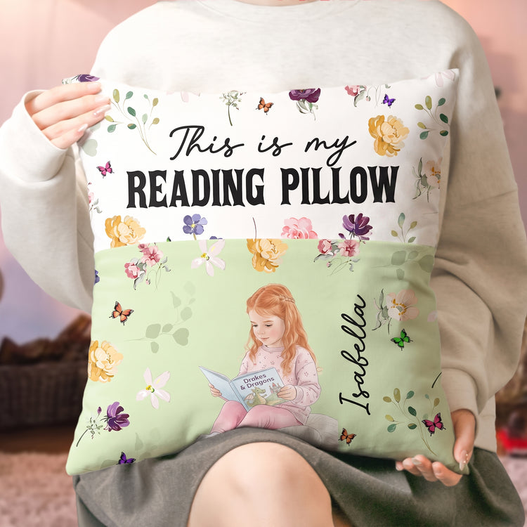 Just-A-Girl-Who-Loves-Books,-Portrait-Photo,-Watercolor-Style-Personalized-Pillow5