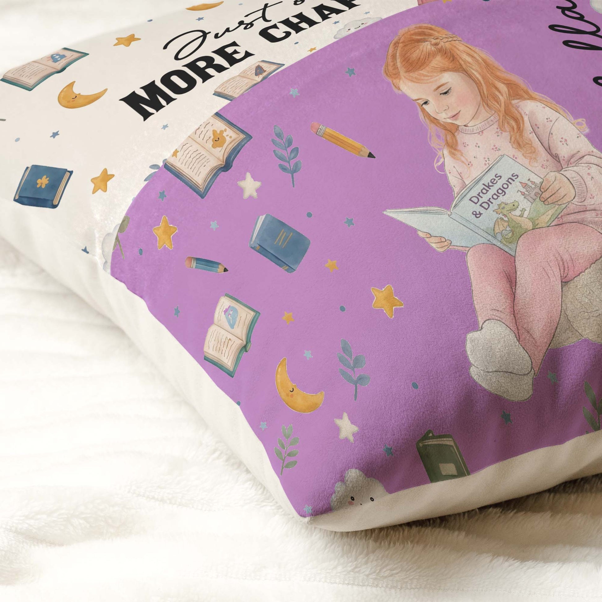 Just-A-Girl-Who-Loves-Books,-Portrait-Photo,-Watercolor-Style-Personalized-Pillow6