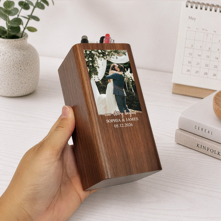 Just-Married-Wedding-Couple-Gifts-With-Photo-&-Special-Date-Personalized-Pen-Holder-With-Clock-3