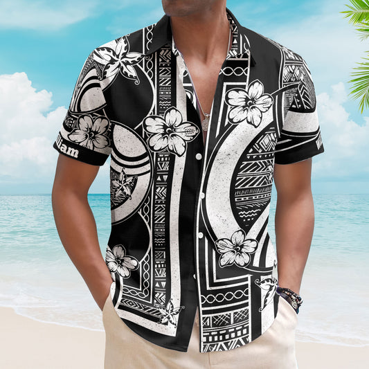 Kapa Hawaiian Pattern Vintage Black Aloha Shirts With Name - Custom Hawaiian Shirts