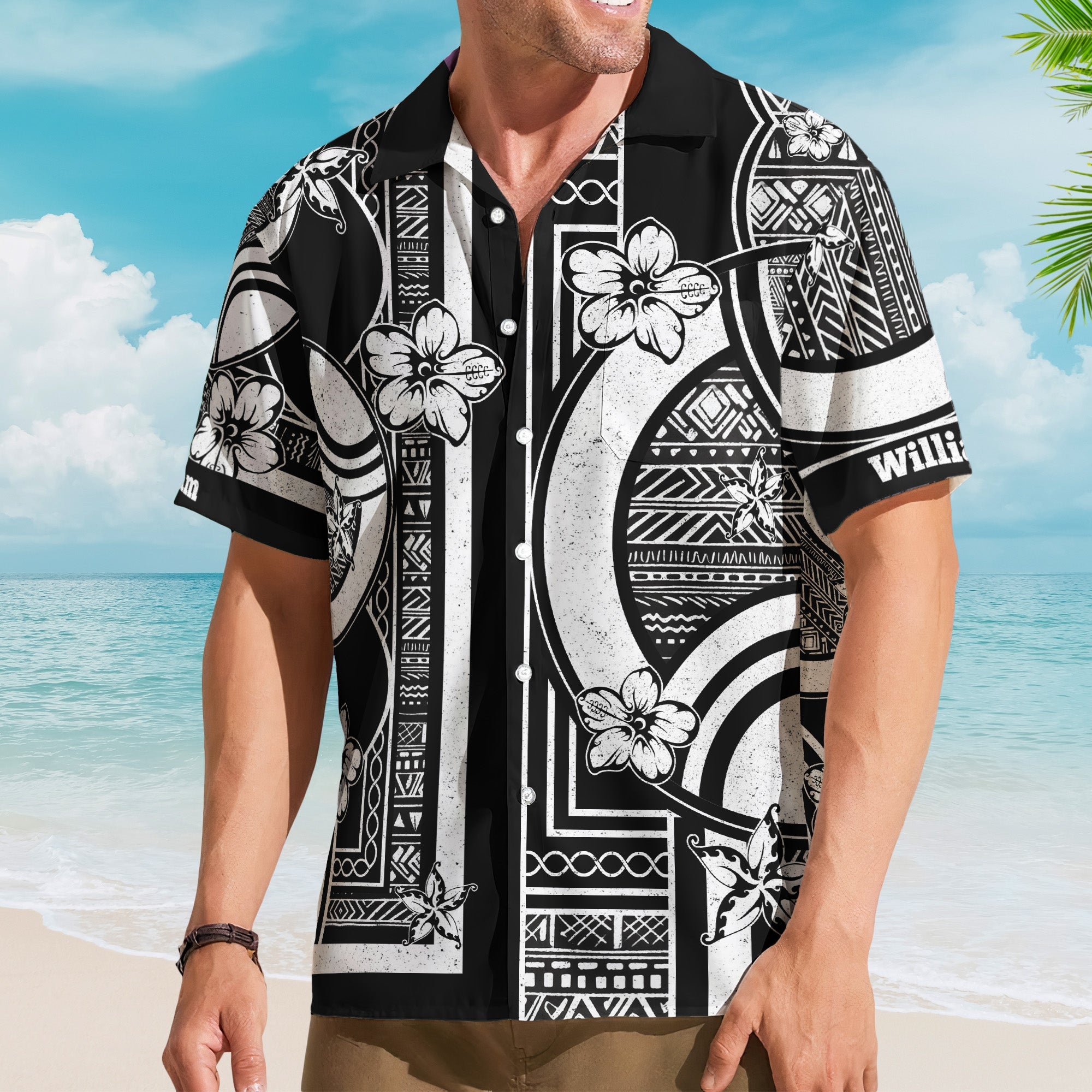 Kapa Hawaiian Pattern Vintage Black Aloha Shirts With Name - Custom Hawaiian Shirts