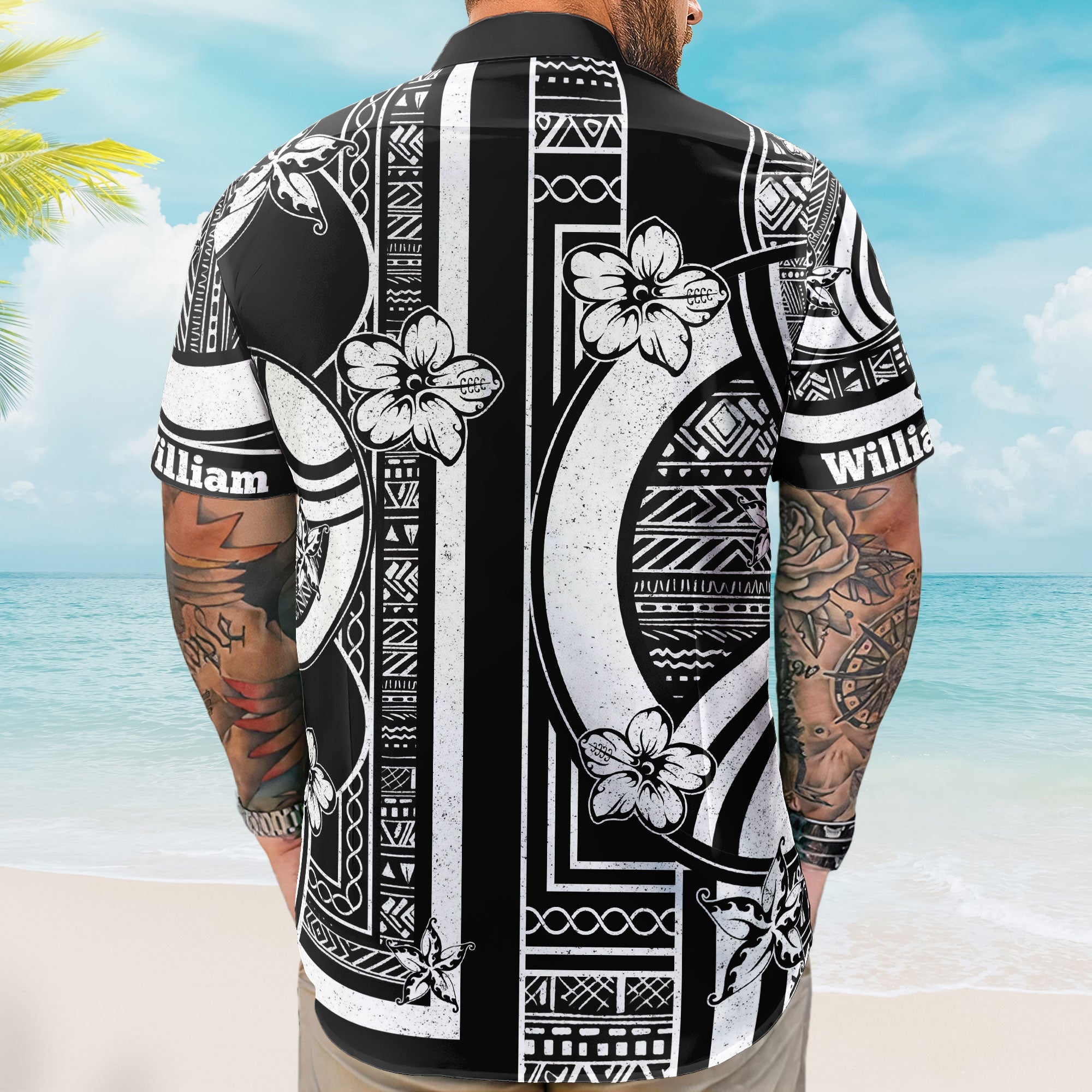 Kapa Hawaiian Pattern Vintage Black Aloha Shirts With Name - Custom Hawaiian Shirts