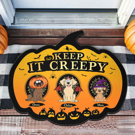 Keep It Creepy Gift For Pet Lovers With Halloween Monsters - Personalized Doormat