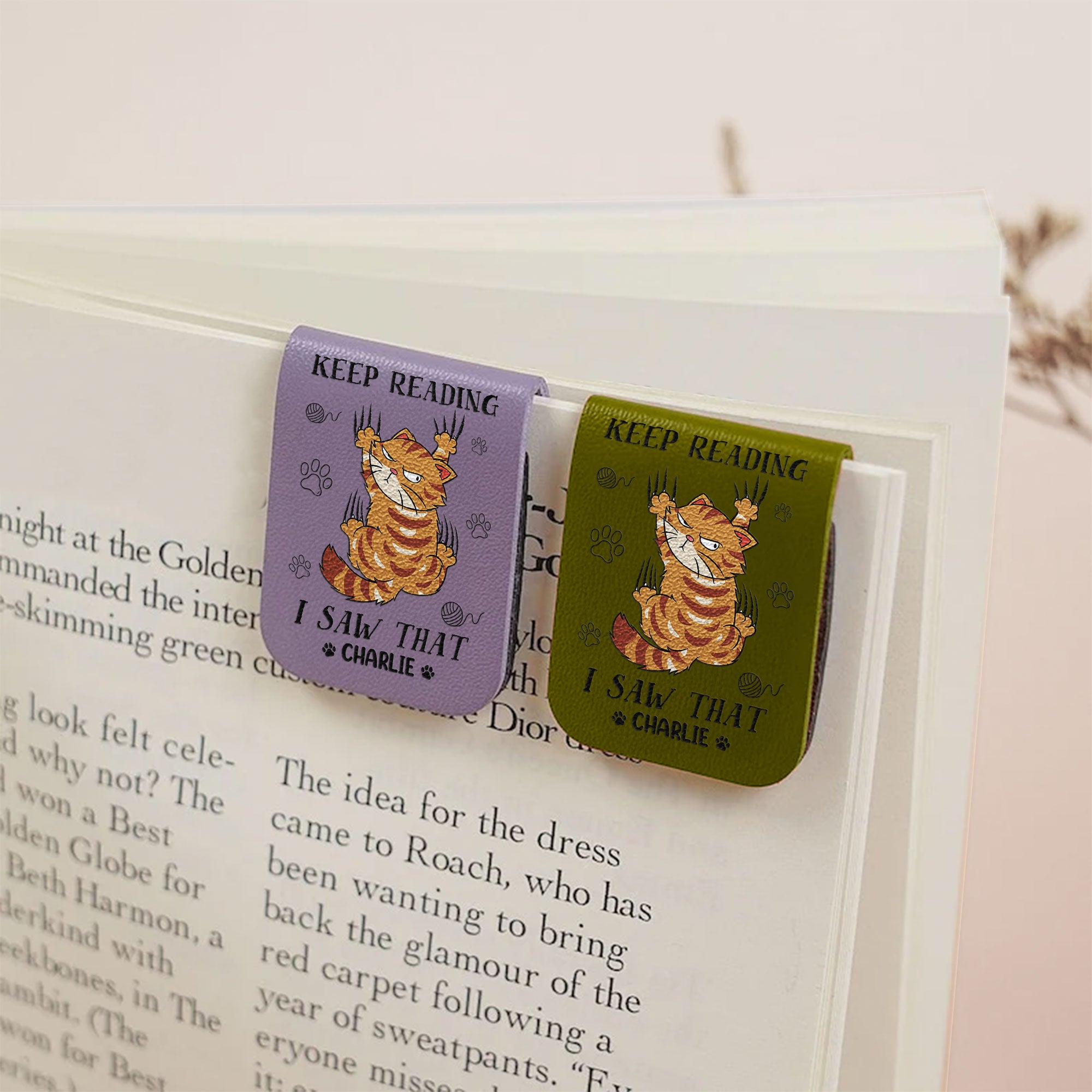 Keep Reading Cat Lover Book Lover - Personalized Leather Magnetic Bookmark
