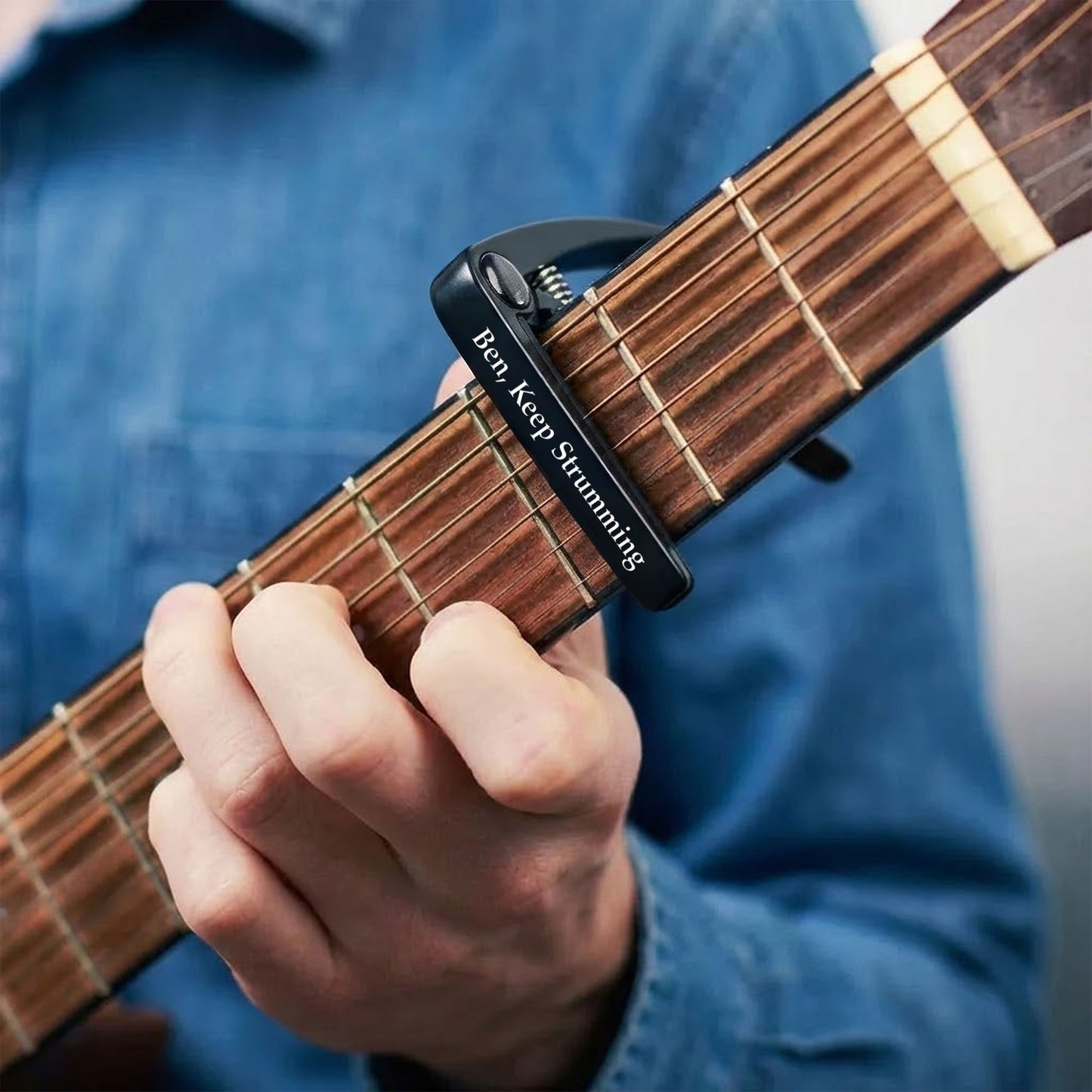 Keep Strumming, You Rock For Guitarist, Son - Personalized Guitar Capo With Picks