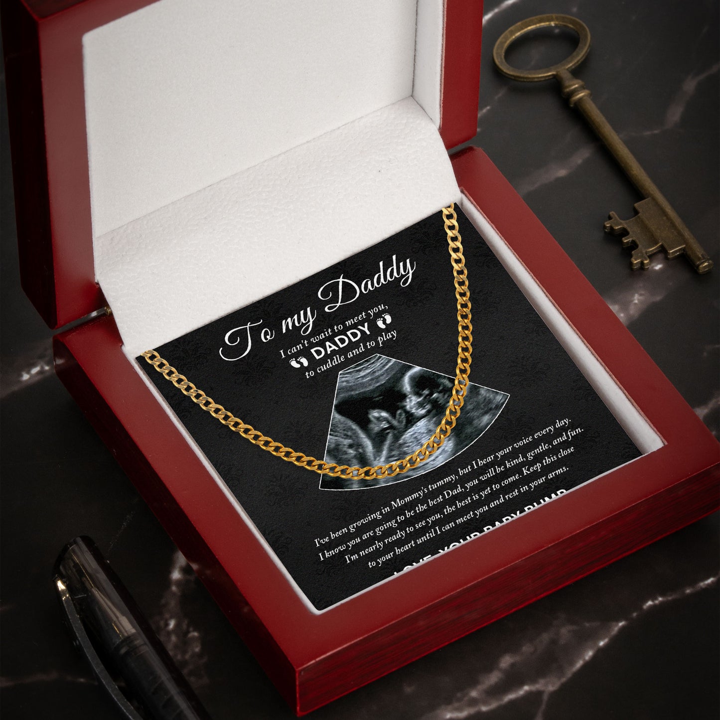 Keep This Close To Your Heart Until I Can Meet You - Personalized Photo Men's Cuban Link Chain