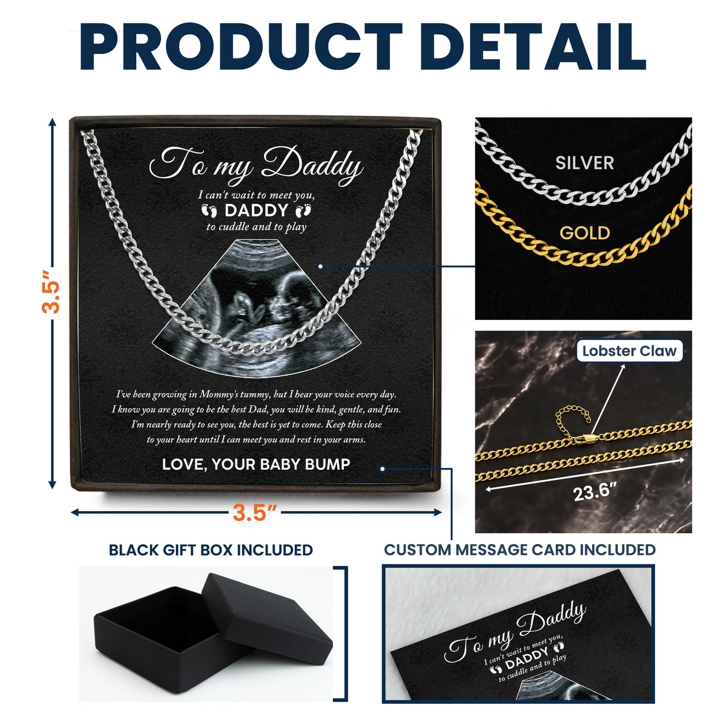 Keep This Close To Your Heart Until I Can Meet You - Personalized Photo Men's Cuban Link Chain