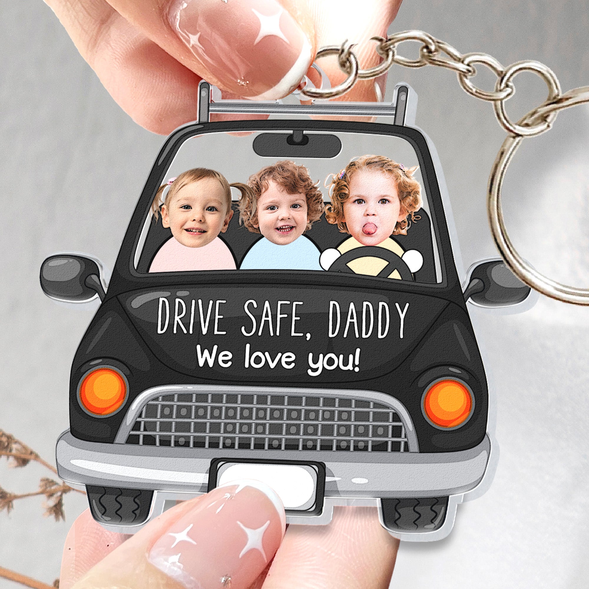 Keychain Custom Babies Face Drive Safe Daddy - Personalized Acrylic Photo Keychain