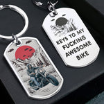 Keys To My Fucking Awesome Bike - Personalized Stainless Steel Photo Keychain