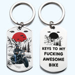 Keys To My Fucking Awesome Bike - Personalized Stainless Steel Photo Keychain