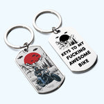 Keys To My Fucking Awesome Bike - Personalized Stainless Steel Photo Keychain