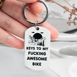 Keys To My Fucking Awesome Bike - Personalized Stainless Steel Photo Keychain