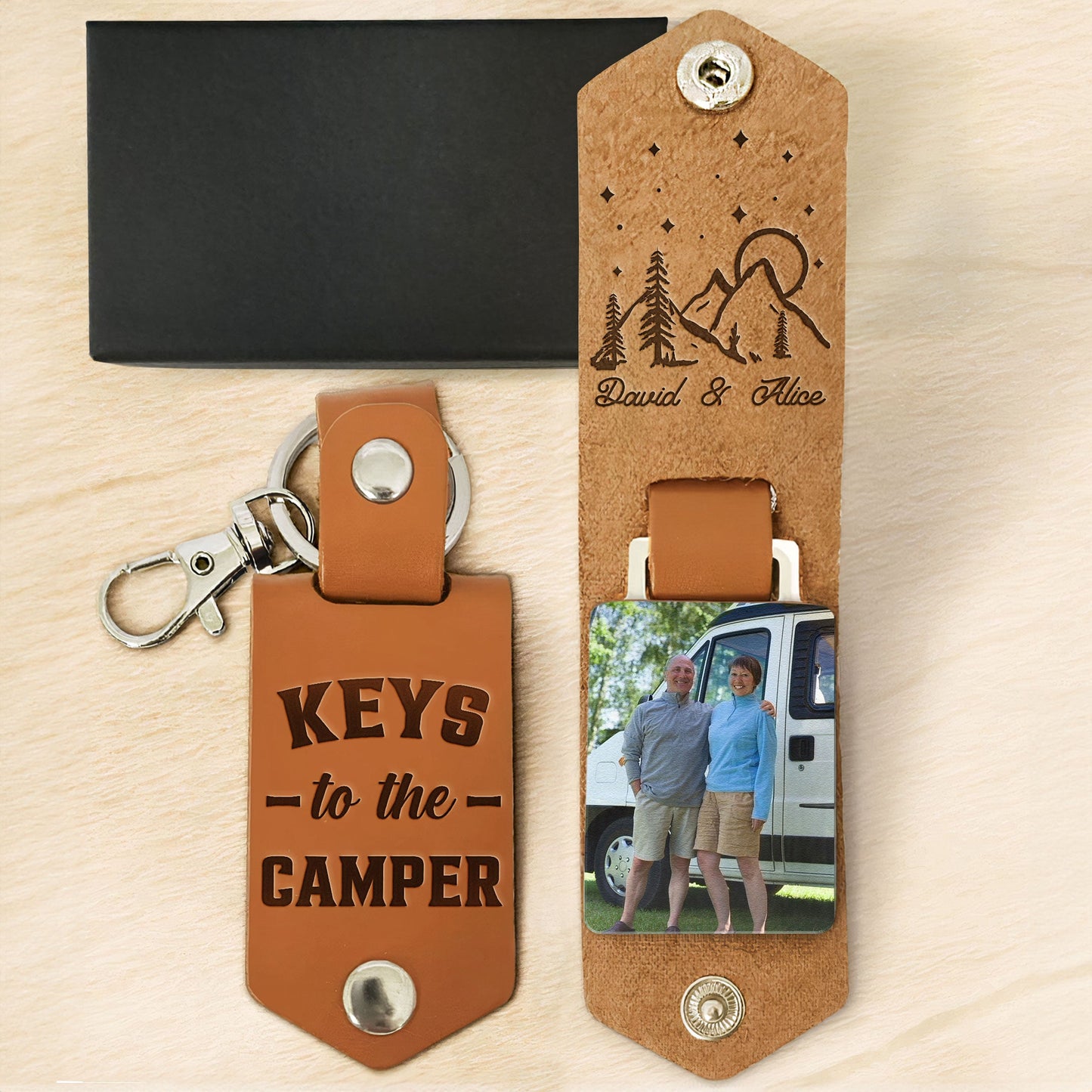 Keys To The Camper - Personalized Leather Photo Keychain