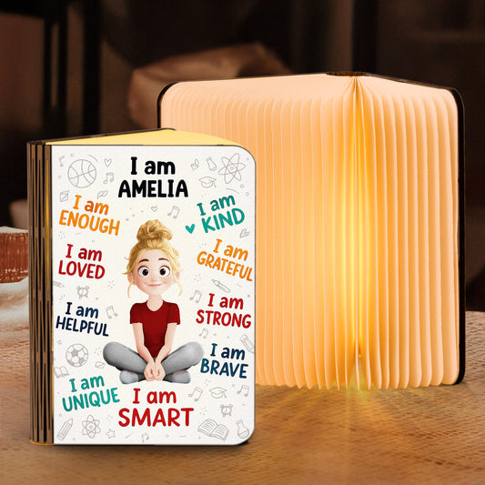 Kid Affirmations I Am Kind - Personalized Book Lamp