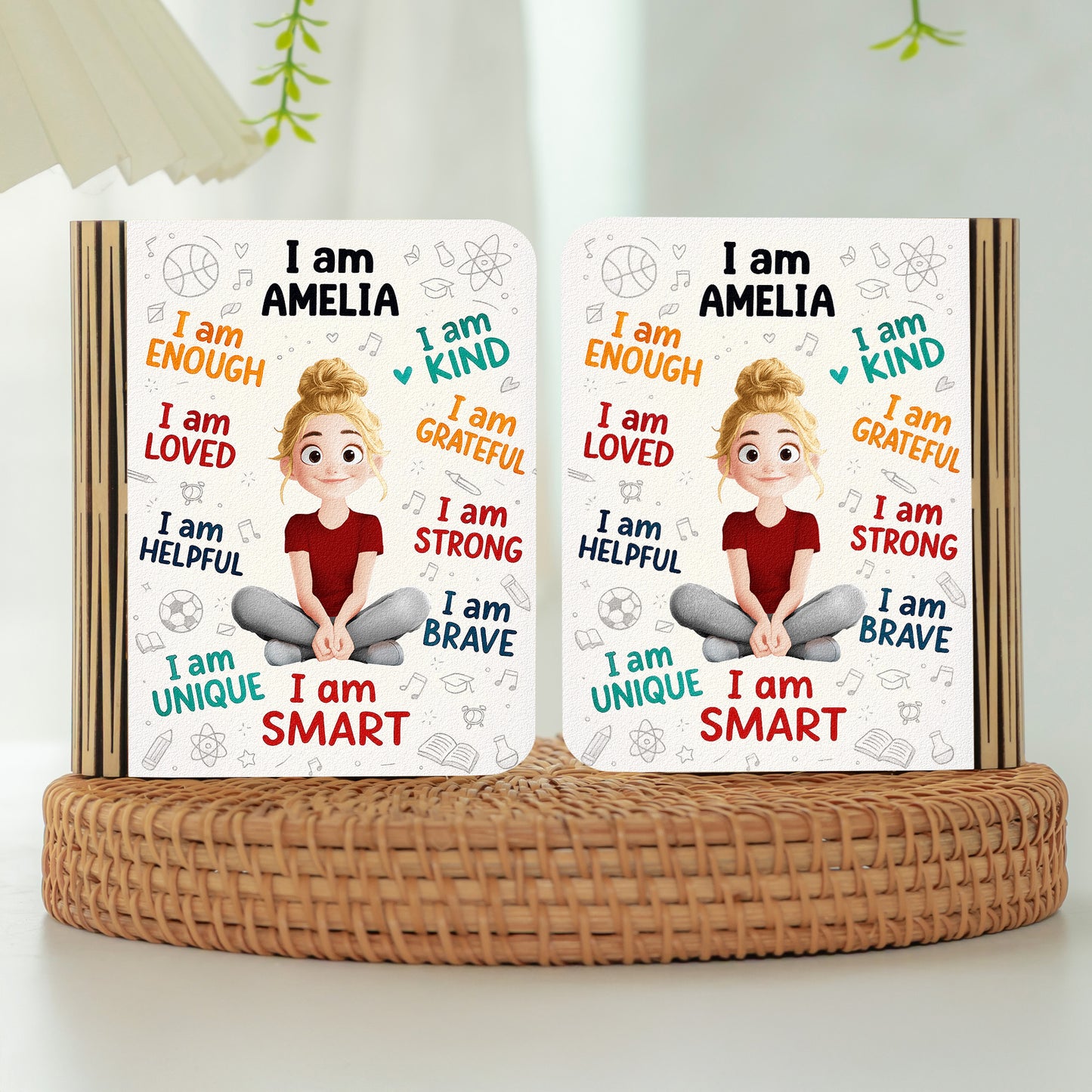Kid Affirmations I Am Kind - Personalized Book Lamp