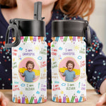 Kid Affirmations I Am Kind - Personalized Kids Water Bottle With Straw Lid