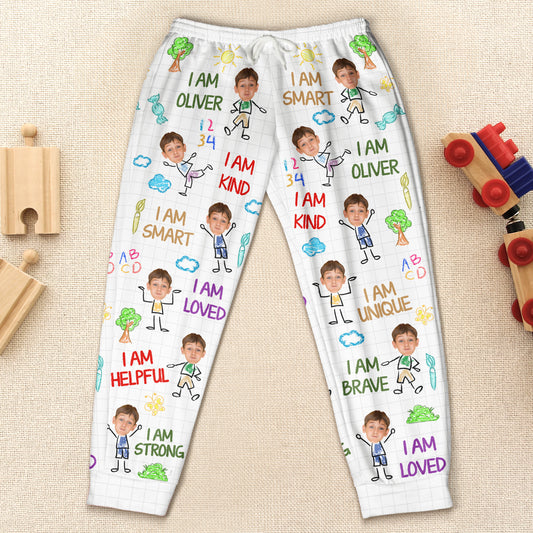 Kid Affirmations I Am Kind - Personalized Photo Sweatpants