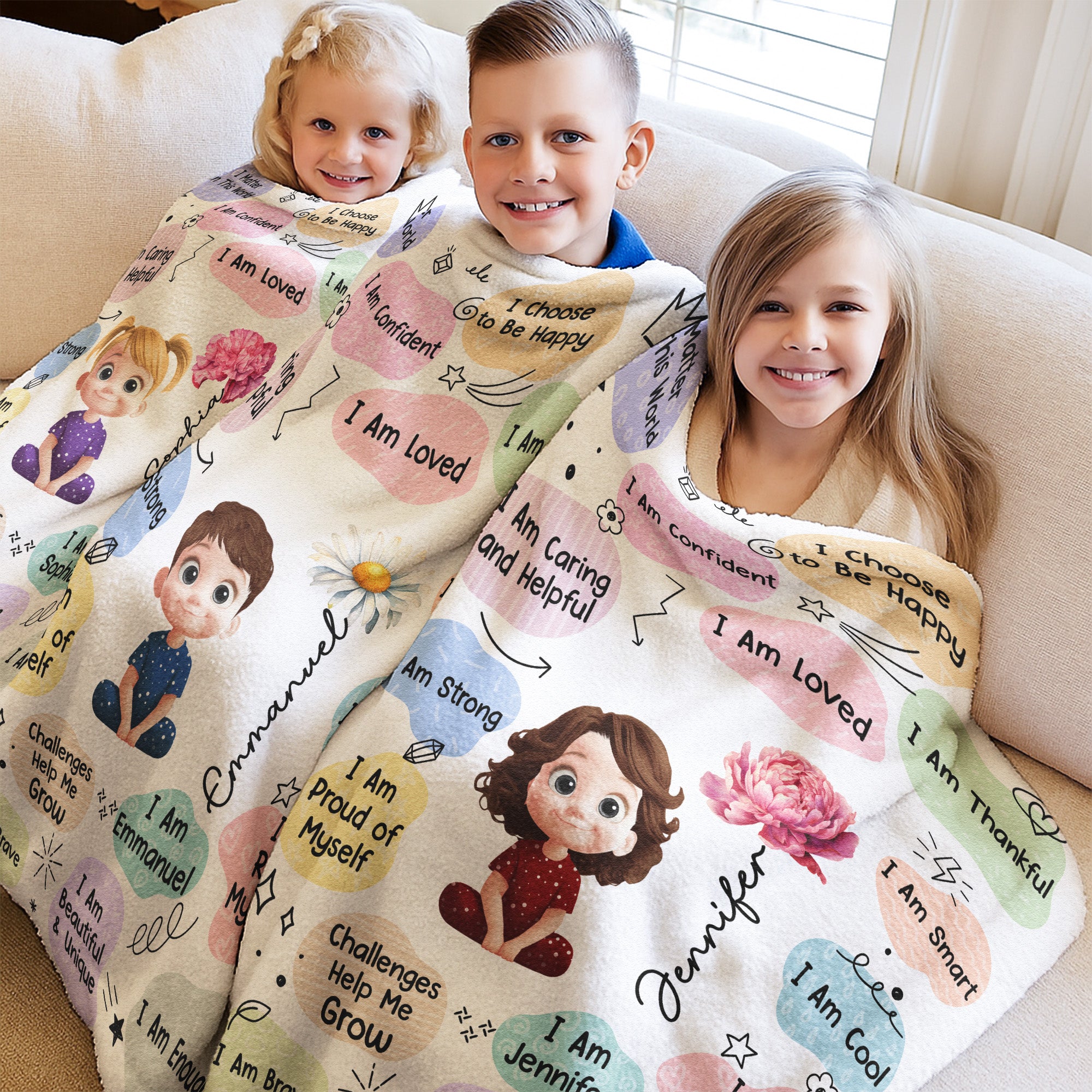 Kid Birth Flower Affirmation - Personalized Blanket