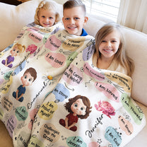 Kid Birth Flower Affirmation - Personalized Blanket