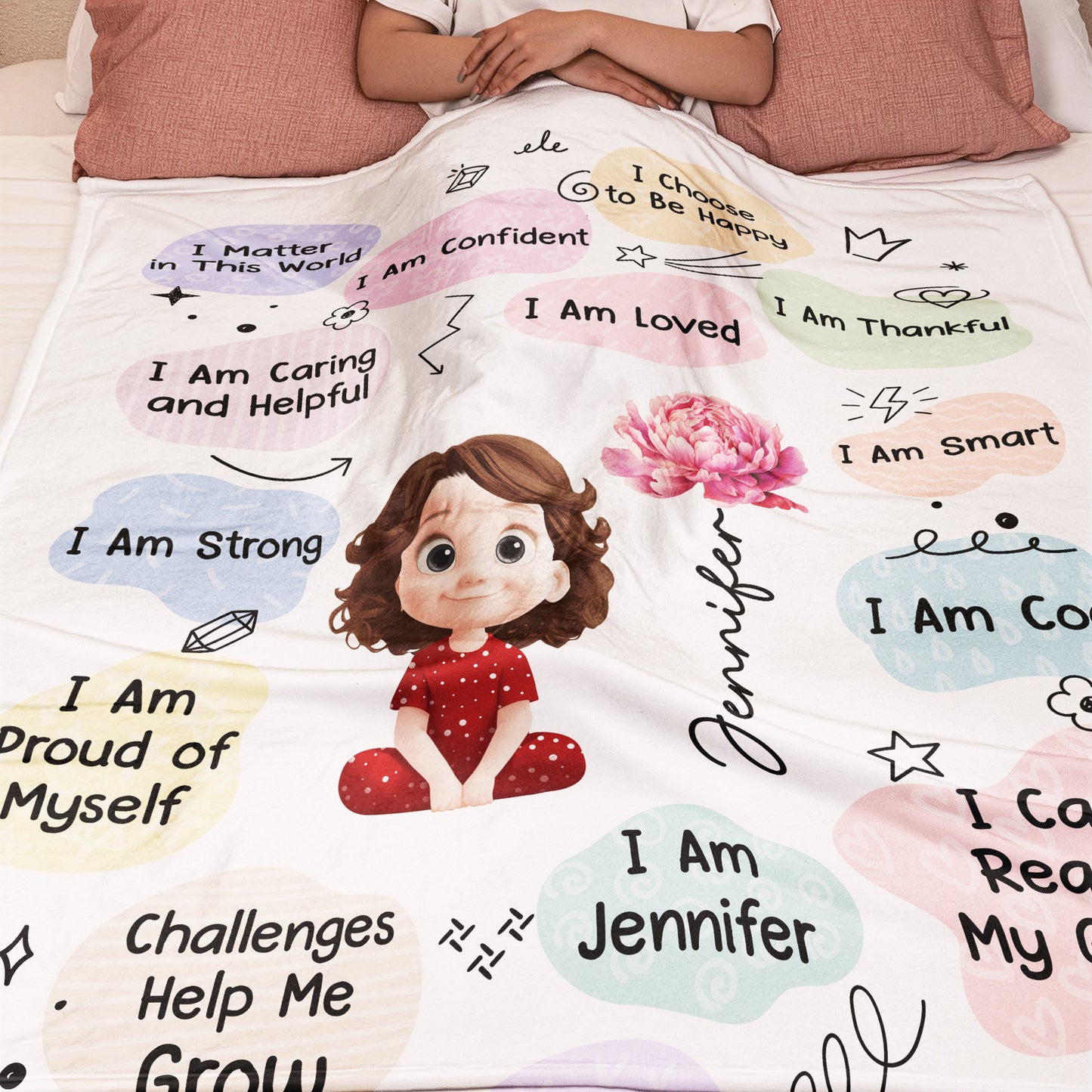 Kid Birth Flower Affirmation - Personalized Blanket
