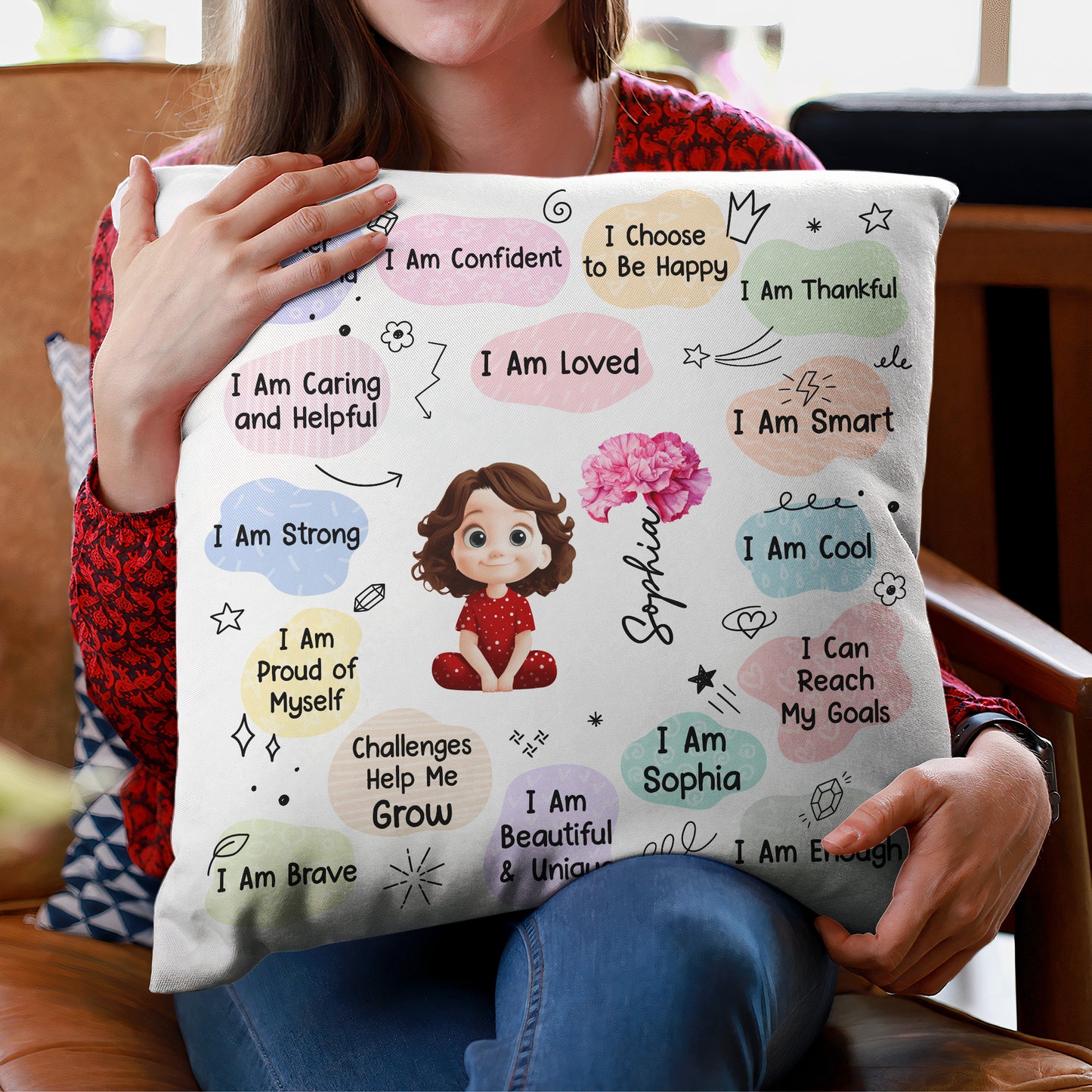 Kid Birth Flower Affirmation - Personalized Pillow (Insert Included)