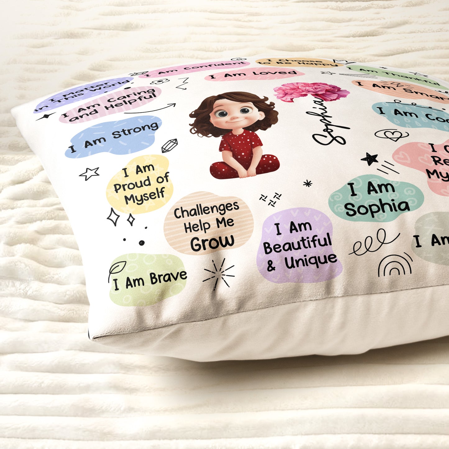 Kid Birth Flower Affirmation - Personalized Pillow (Insert Included)