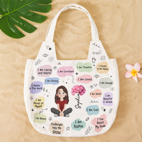 Kid Birth Flower Affirmation - Personalized Round Tote Bag