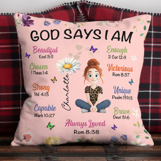 Kid Birth Flower God Says I Am - Personalized Pillow (Insert Included)