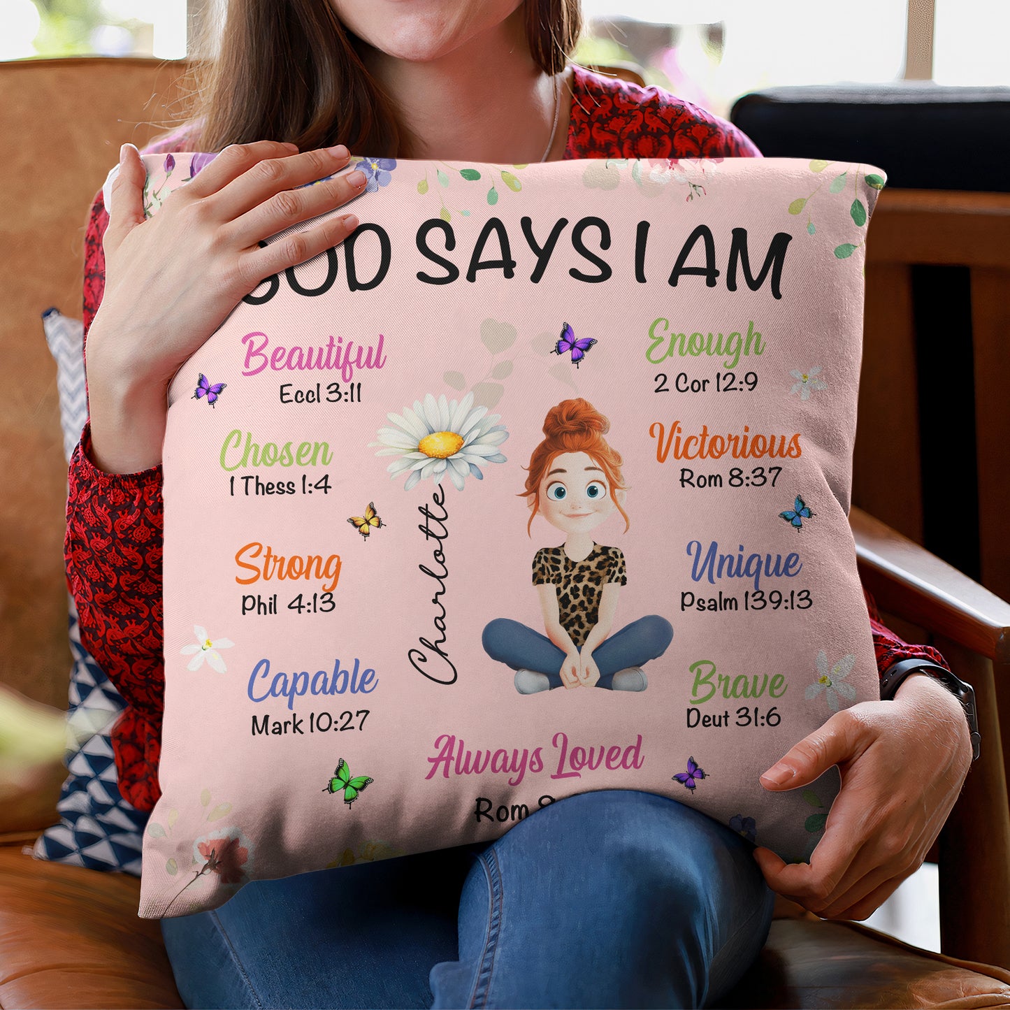 Kid Birth Flower God Says I Am - Personalized Pillow (Insert Included)