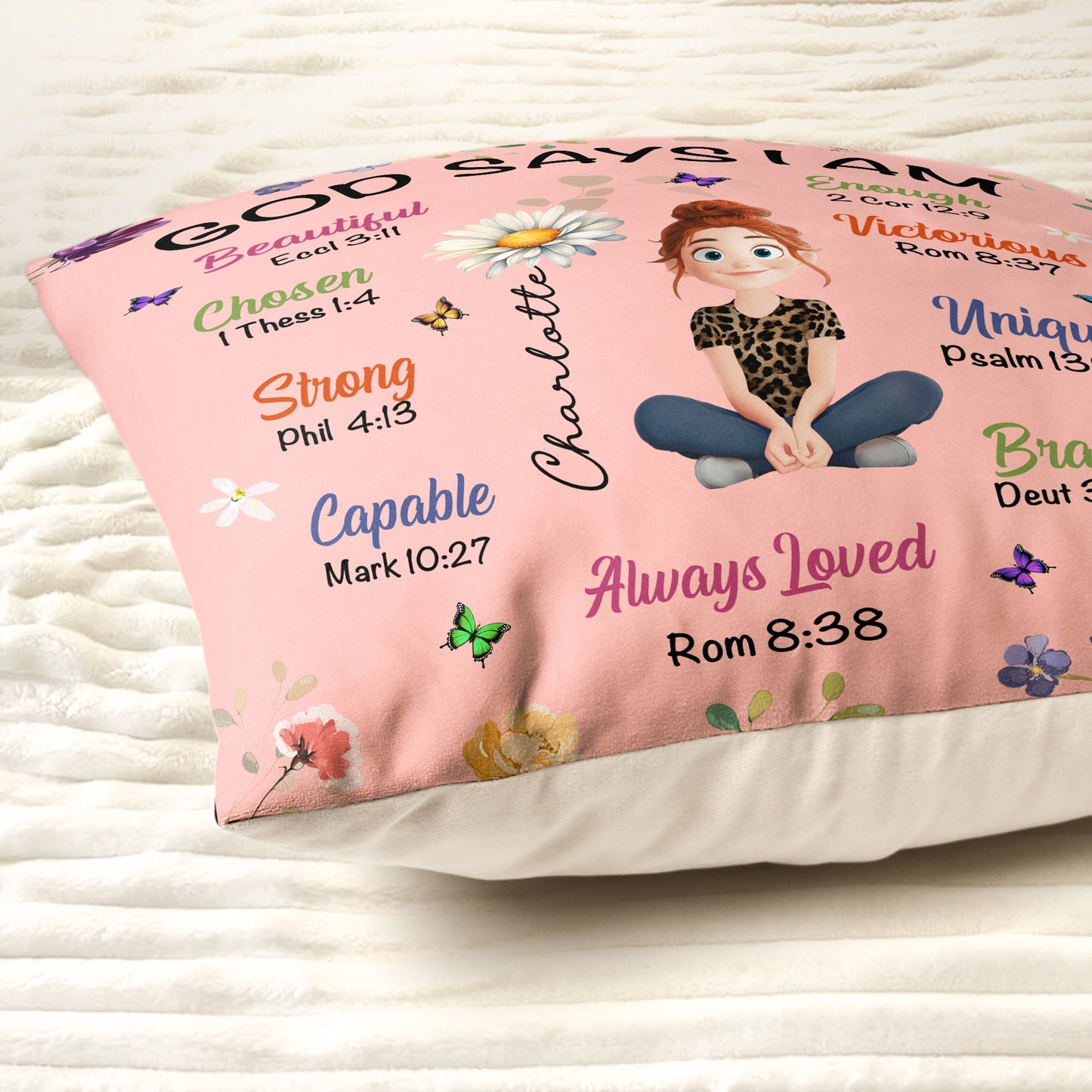 Kid Birth Flower God Says I Am - Personalized Pillow (Insert Included)
