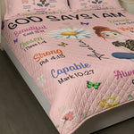 Kid Birth Flower God Says I Am - Custom Quilt Set