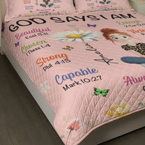 Kid Birth Flower God Says I Am - Custom Quilt Set