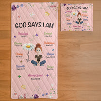 Kid Birth Flower God Says I Am - Custom Quilt Set