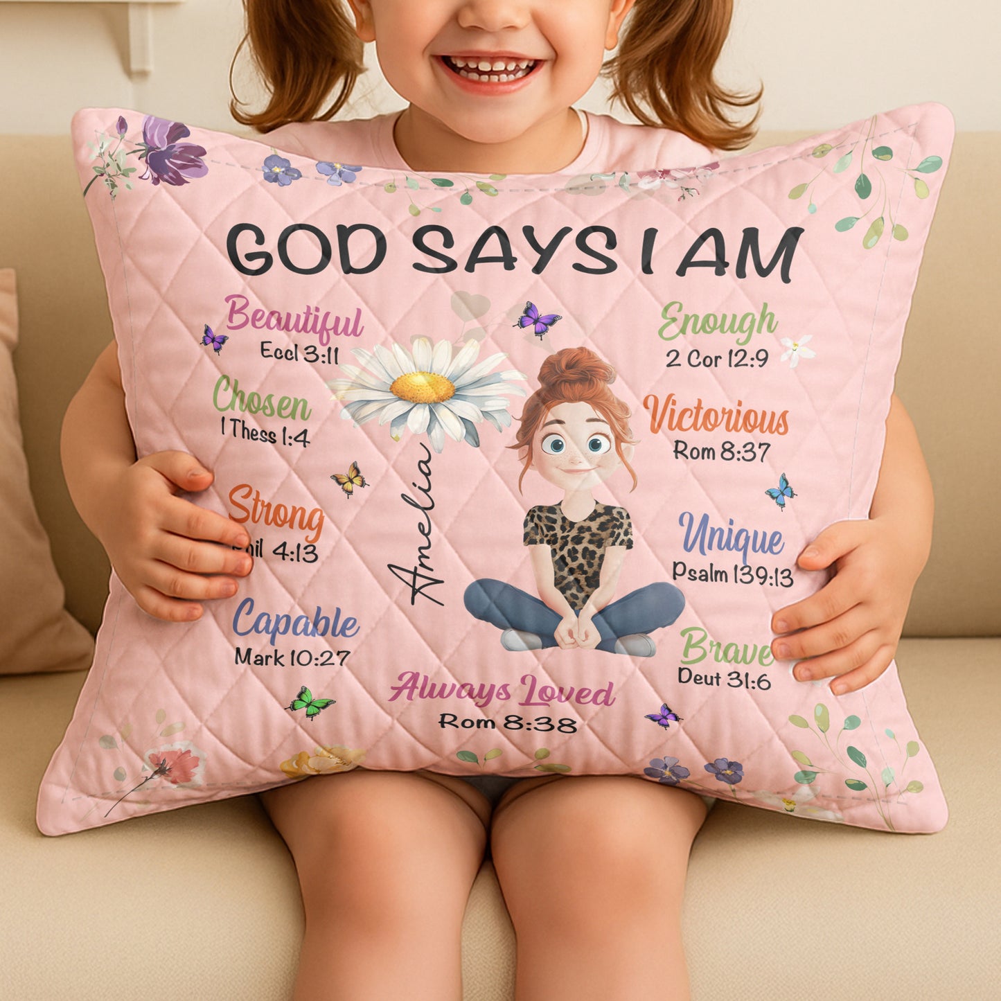 Kid Birth Flower God Says I Am - Custom Quilt Set