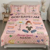 Kid Birth Flower God Says I Am - Custom Quilt Set