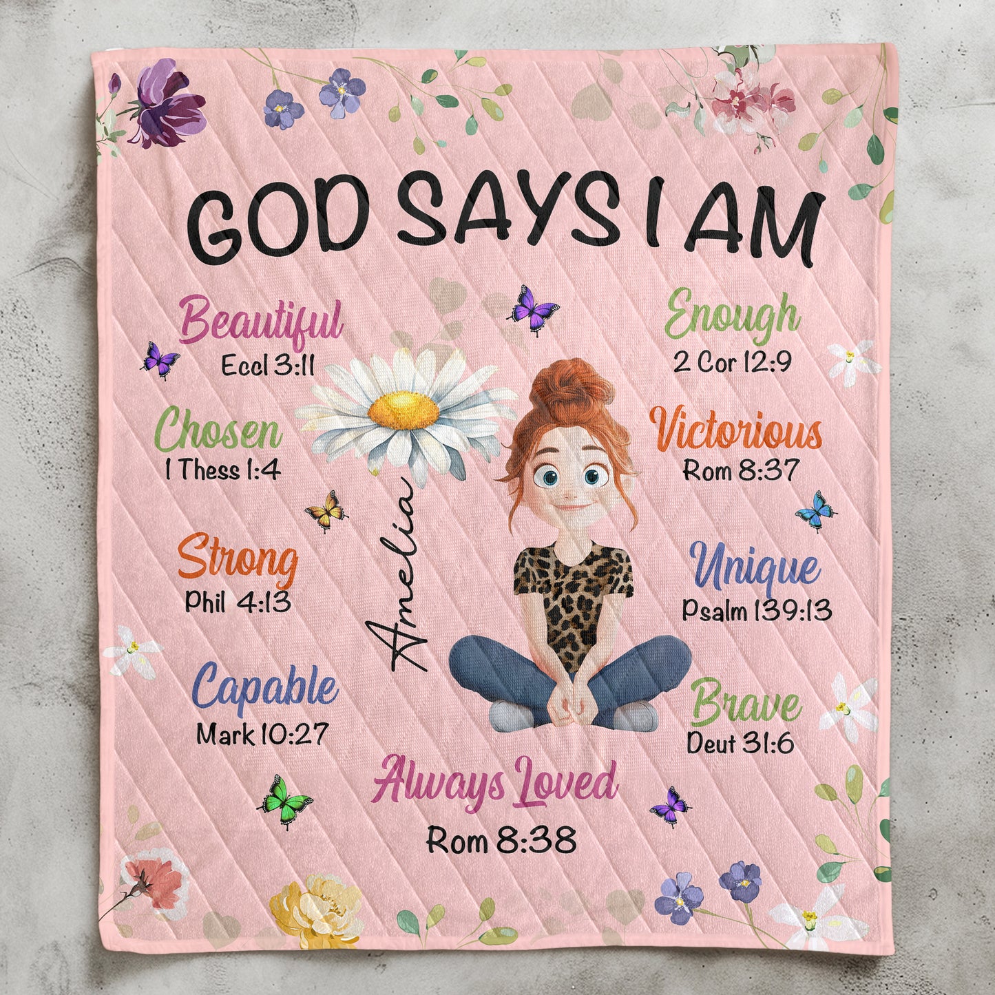 Kid Birth Flower God Says I Am - Custom Quilt Set