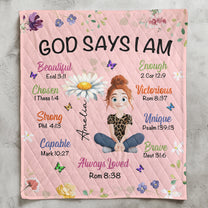 Kid Birth Flower God Says I Am - Custom Quilt Set
